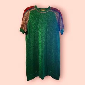 Gucci Glitter Green Blue Red T-Shirt Lurex Dress Sz. S